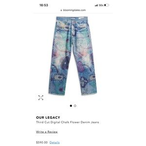 Our Legacy Chalk Flower Denim Jeans sz 29